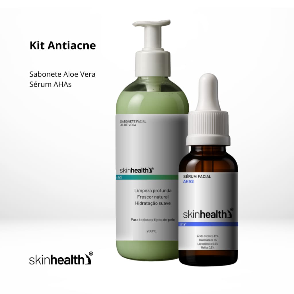 Kit Anti Acne Skinhealth - Sabonete Facial Aloe Vera + Sérum Ahas