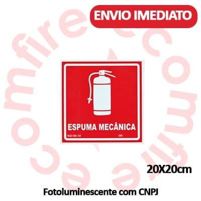 Placa de Sinalização de Emergência - E5 Extintor Espuma Mecânica - Equipamentos de Incêndio - ABNT