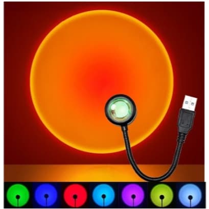 7 em 1 Projetor Sunset Luz Por Do Sol Arco-Íris LED Projetor Neon Para Fotografia Tiktok