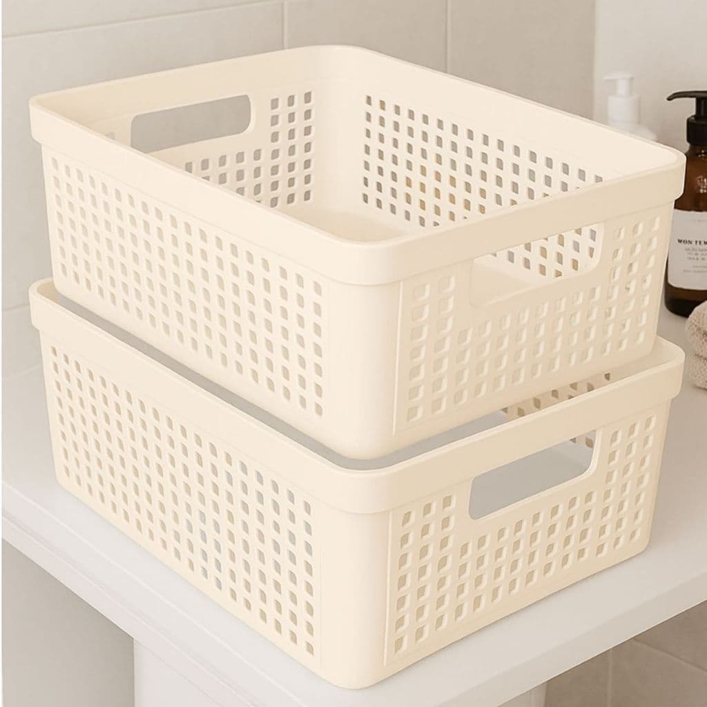 Kit 2 Cestos Organizadores 11 Litros Plástico Resistente Multiuso Armário Closet Prateleira