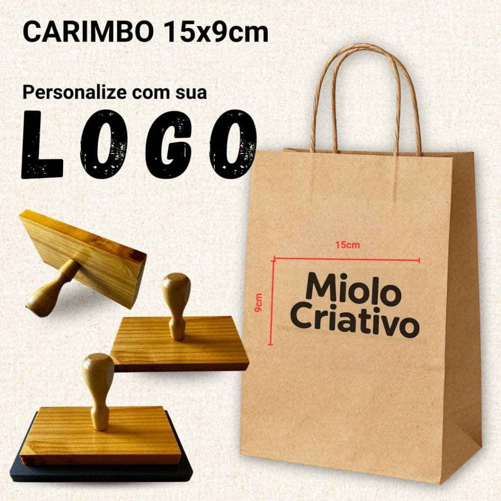 Carimbo Personalizado 15x9cm com Logo + Almofada (kit)