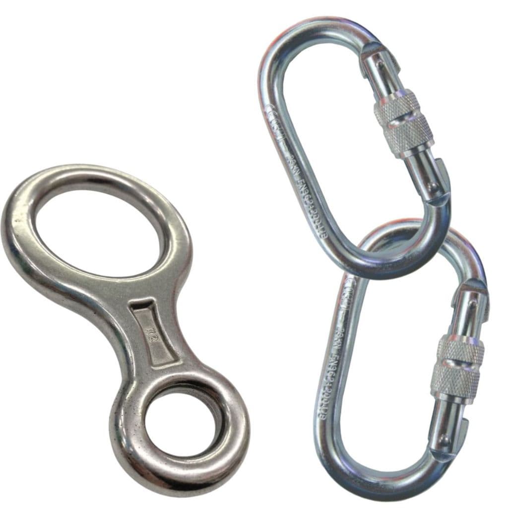 Kit K2 Freio 8 Aço 100kn E 2pç Moquestão 23kn Rapel Escalada