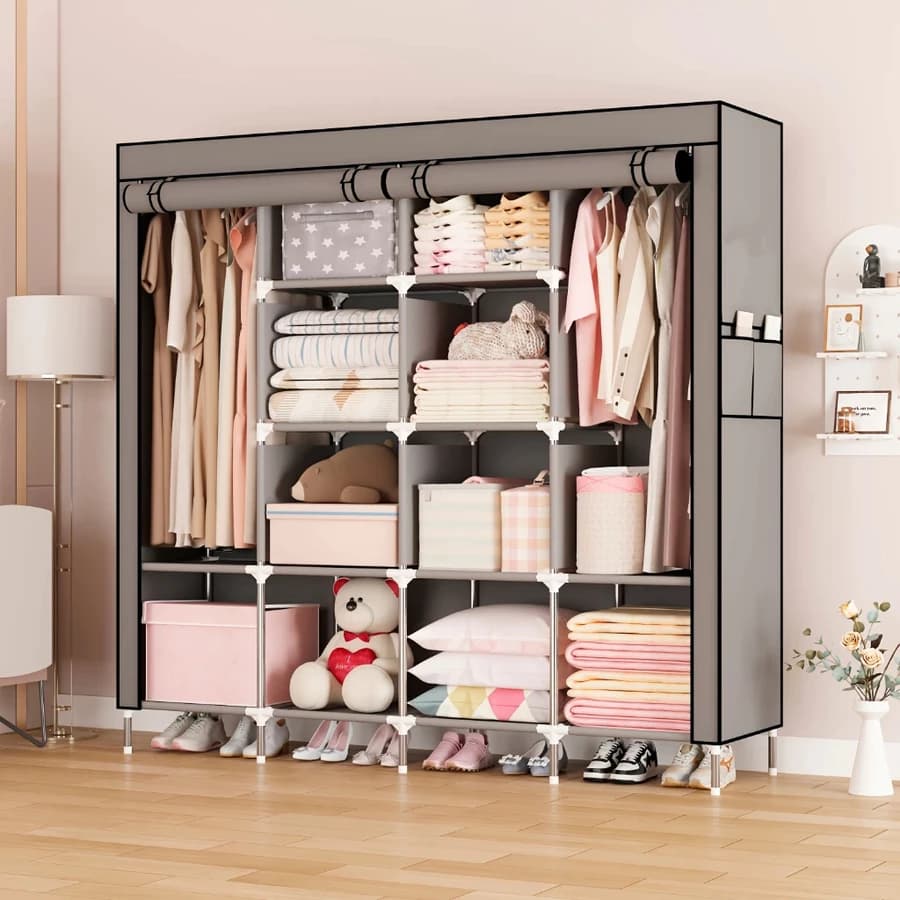 Roupa Desmontável e Dobrável Multiuso Organizador Móvel Prático Rack Arara Solteiro Casal