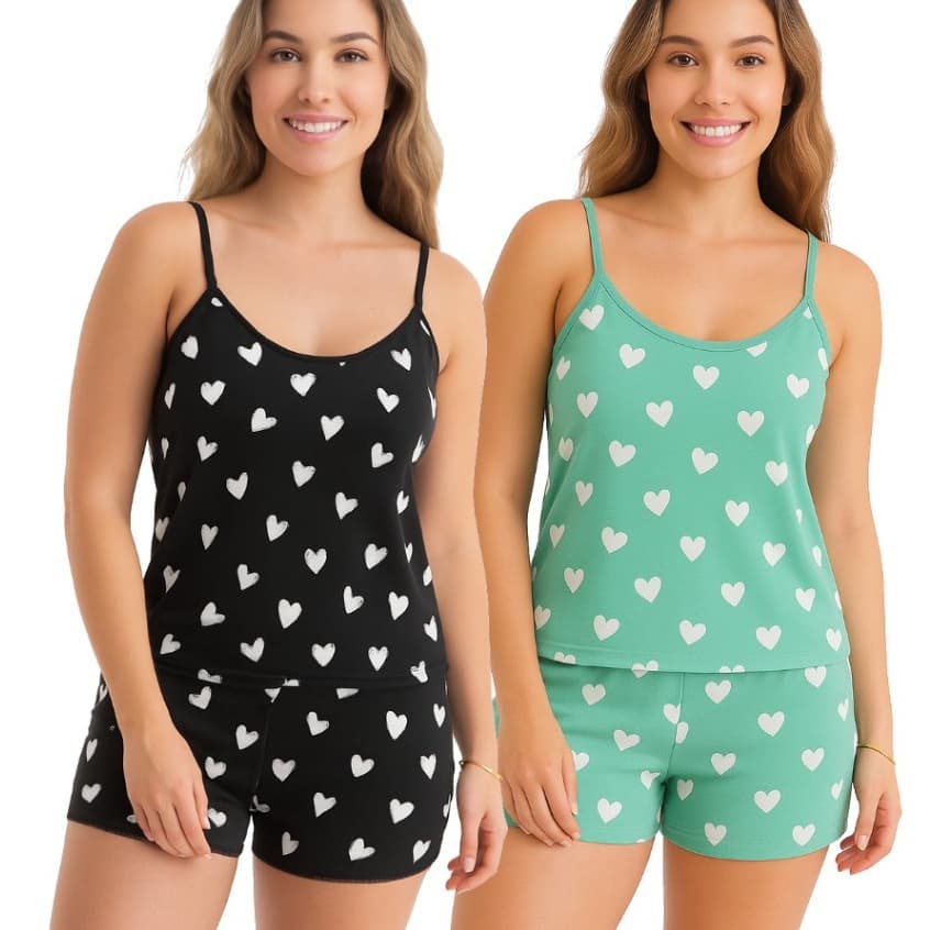 2 Baby Doll Pijamas Short Conjuntos Feminino Conjunto Pijama Feminina Estampa Exclusiva