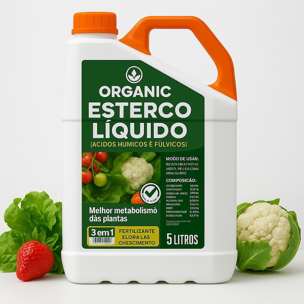 Turfa Liquida Leonardita Organico 5L Adubo Bioativador Nutrição Fertiliza Solo Sem Cheiro Flores Frutas Horta Hidroponia