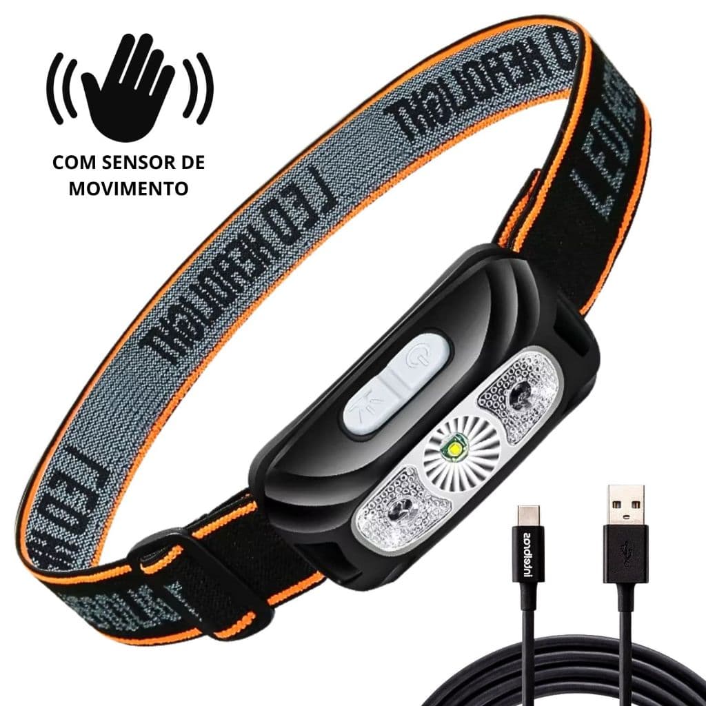 Lanterna Cabeça Premium Recarregavel Sensor Prova D'água