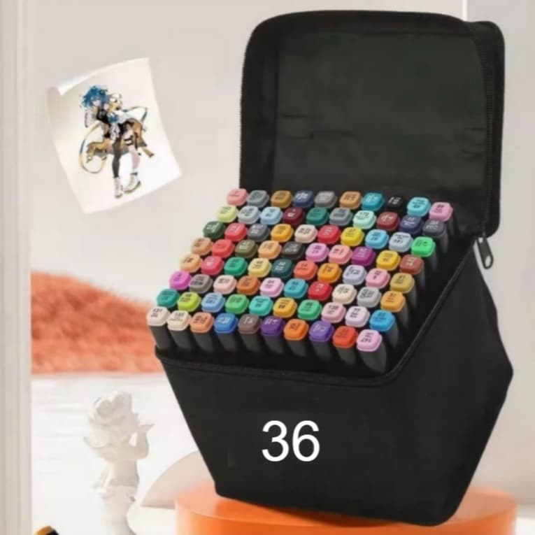 Estojo 36 Cores Canetas Marcador Permanente Com Duas Pontas Para Colorir