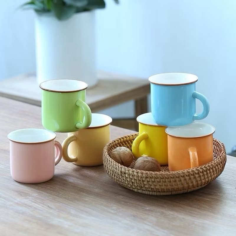 Kit 6 Mini Xícaras Canecas 50ml Retro Porcelana Delicada Decoração