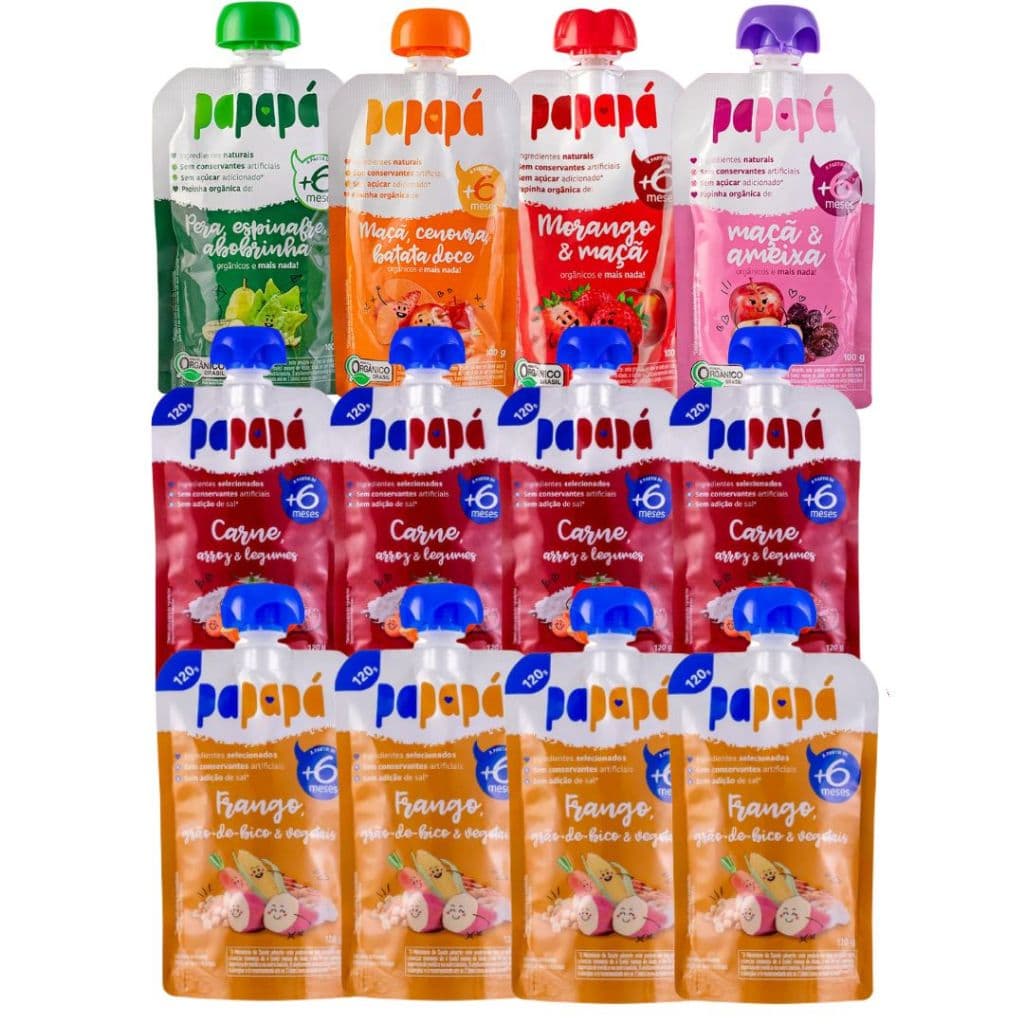 Kit 8 Papinhas Salgadas E 4 Papinhas Organicas Fruta Papapa