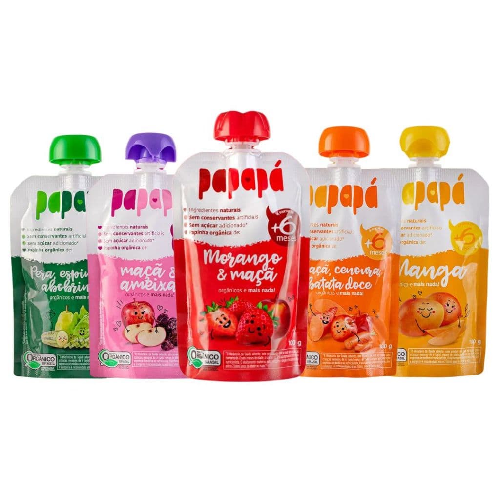 Papapa Kit 5un - 5 Sabores - Papinha Organica 100g
