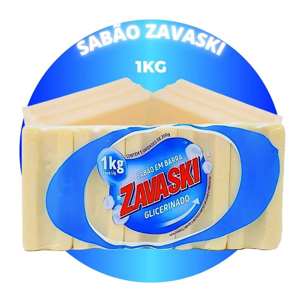 Kit 5 Uni Sabao Em Barra Pedra Glicerinado Zavaski Multiuso Pacote 1Kg