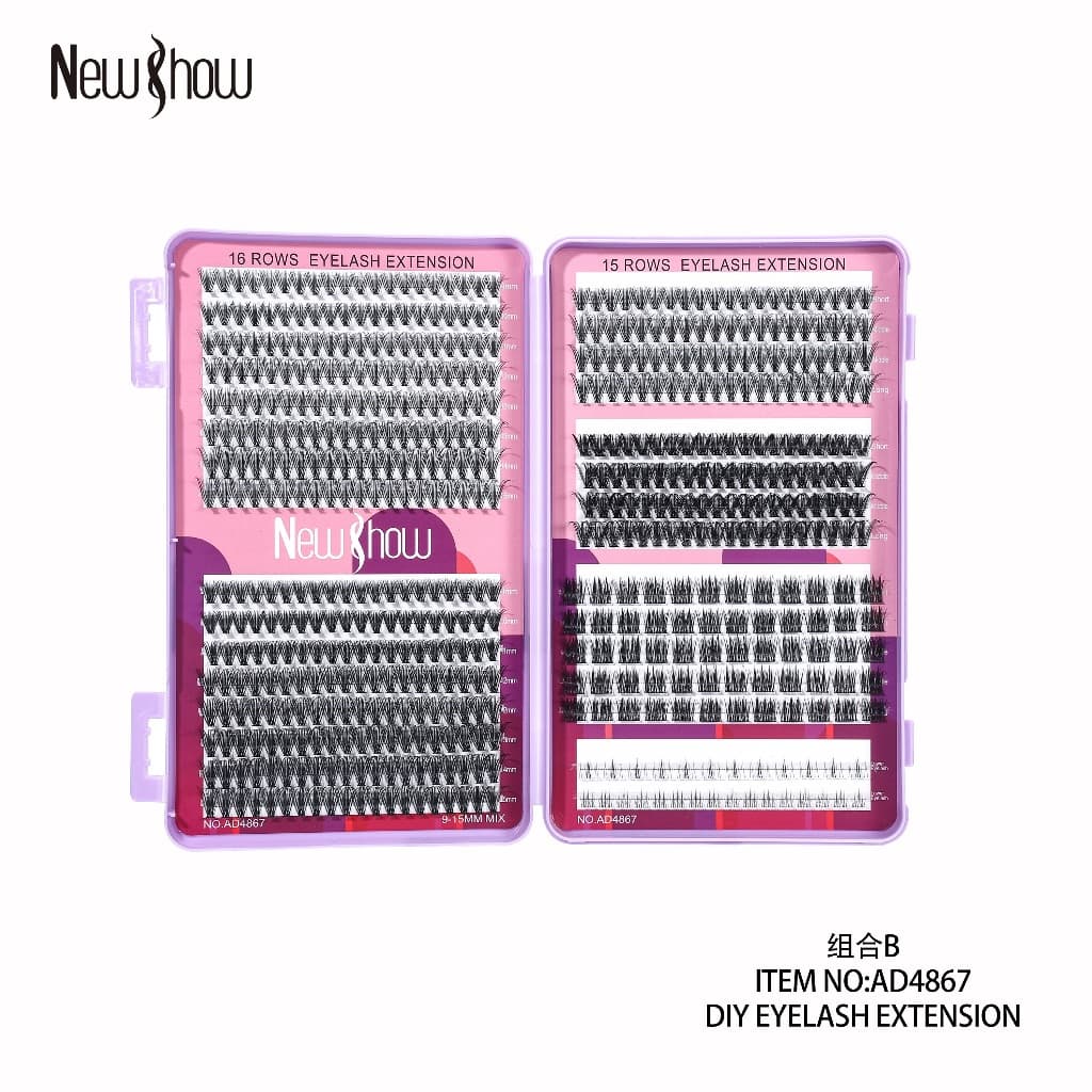 New Show Conjunto De 31 fileiras de enxerto de cílios - Cílios Postiços Tufos sem Nó