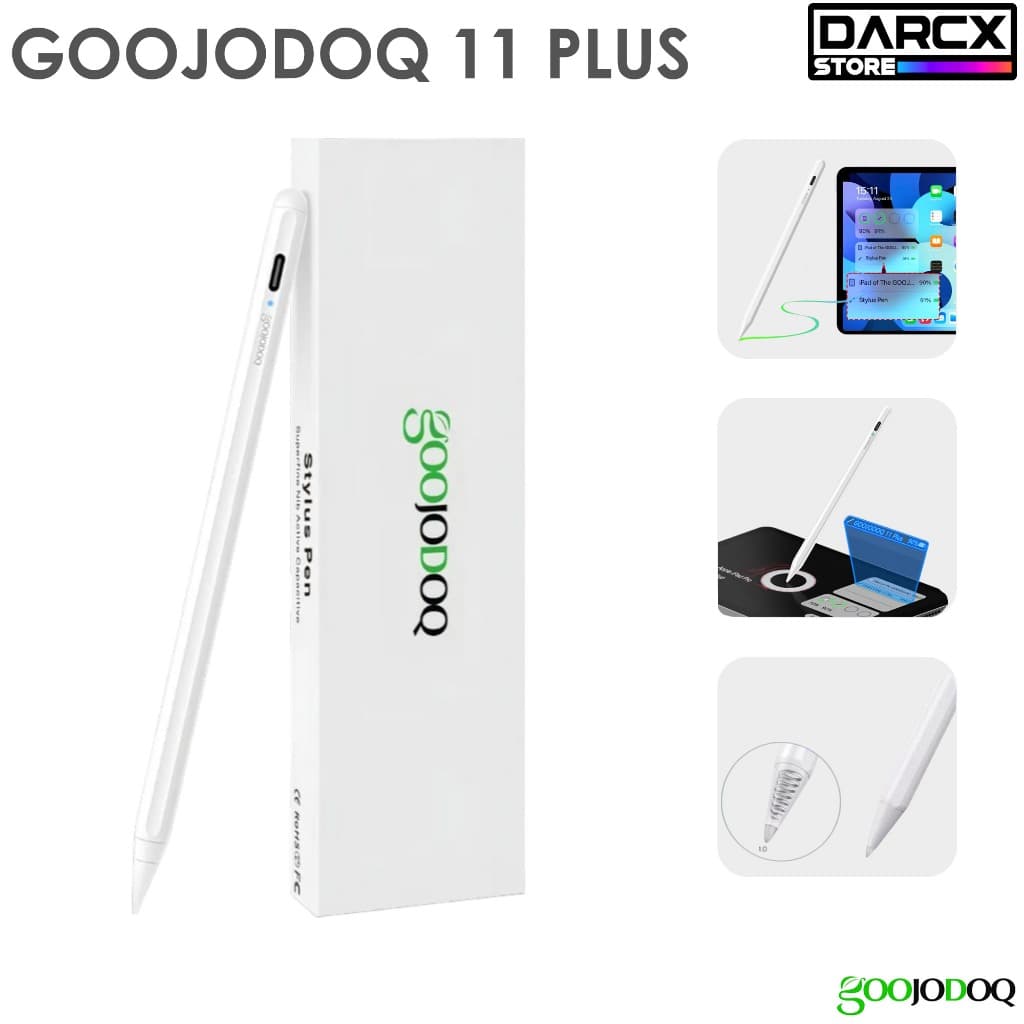 Caneta Stylus iPad Goojodoq 11ª Geração Plus Pencil Bluetooth, USB-C rejeição de palma Sensível à Inclinação