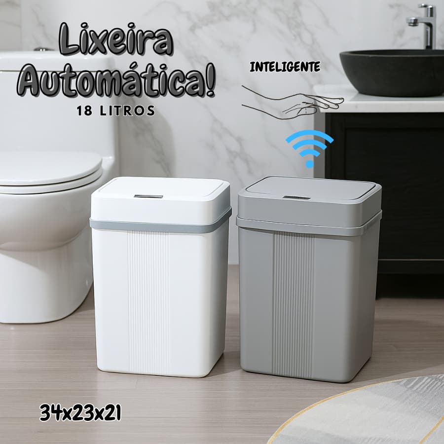 Lixeira Automática 18L Sensor Infravermelho para Cozinha, Banheiro e Escritório