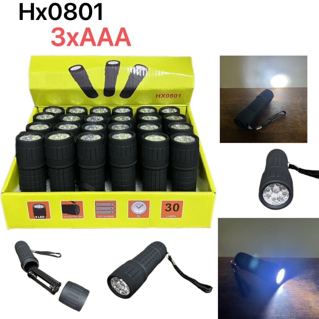 Lanterna LEDS Pequena á Pilha Emborrachado Resistente á água 0801