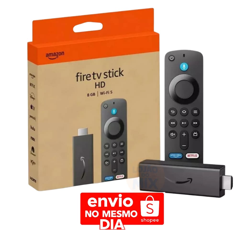 Novo Amazon Fire Stick TV Full HD 2024 Controle Alexa Comando de Voz Original - Preto