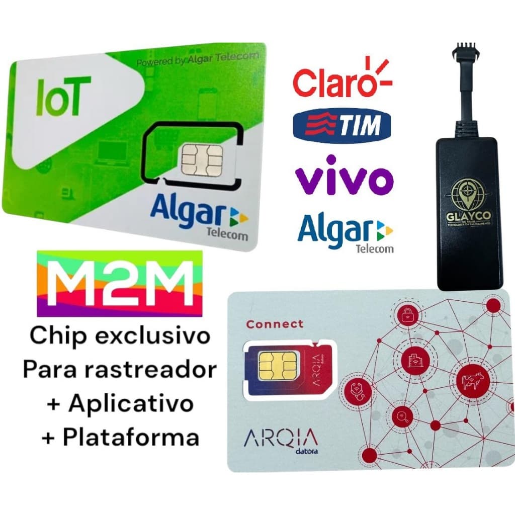 chip m2m para rastreador +App e  TIM CLARO VIVO ALGAR