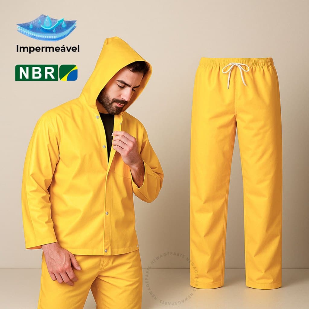 CAPA DE CHUVA AMARELO CONJUNTO EM PVC E CALÇA MOTOQUEIRO