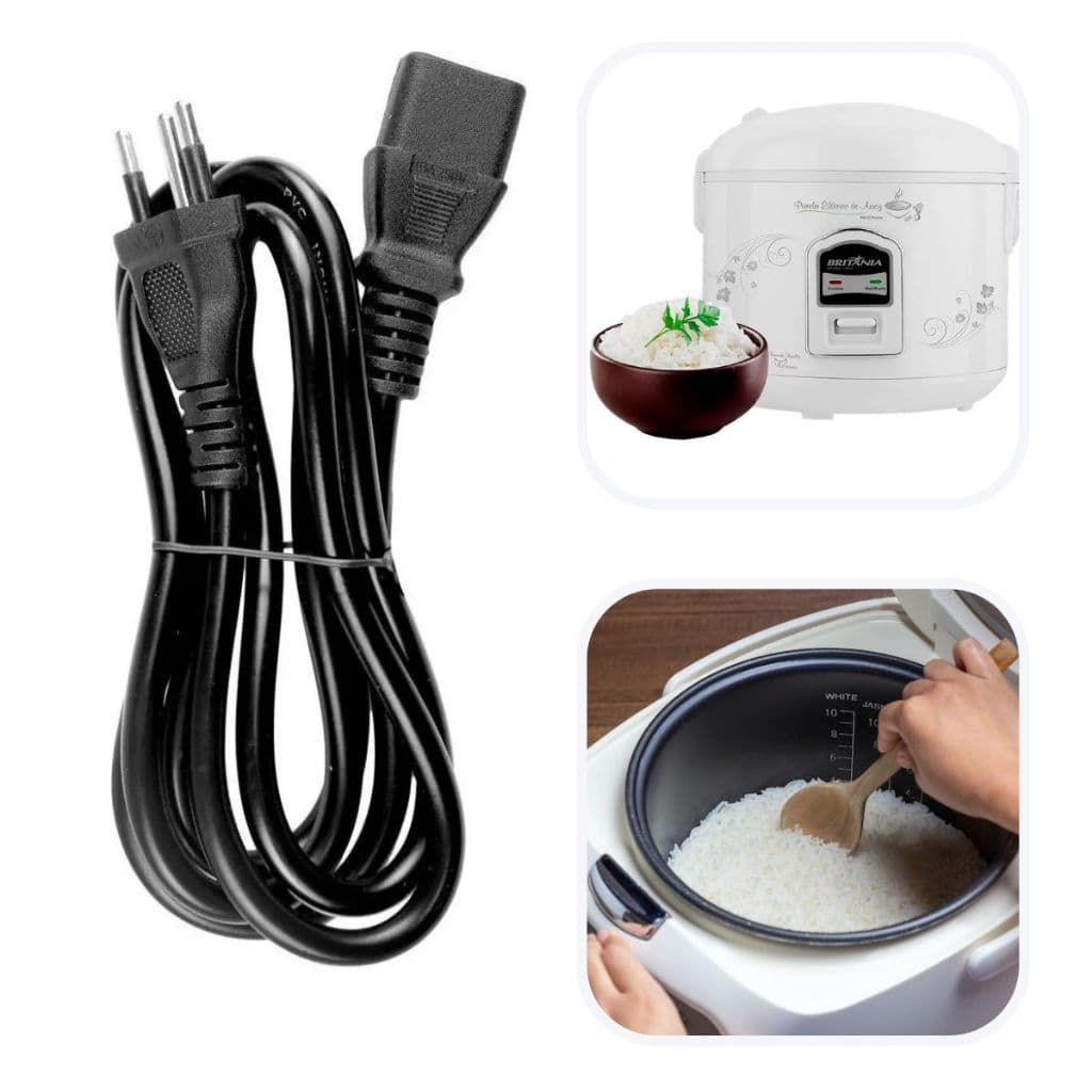 Cabo De Força Panela De Arroz Elétrica 3L Fio de Energia Tomada Bilvolt 1,50 Metros Diversas Marcas