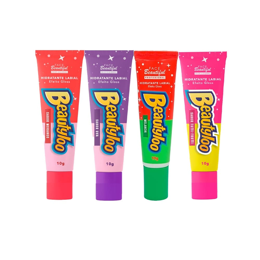 Kit 04 Hidratante Labial Efeito Gloss Bisnaga Beautyloo Face Beautiful