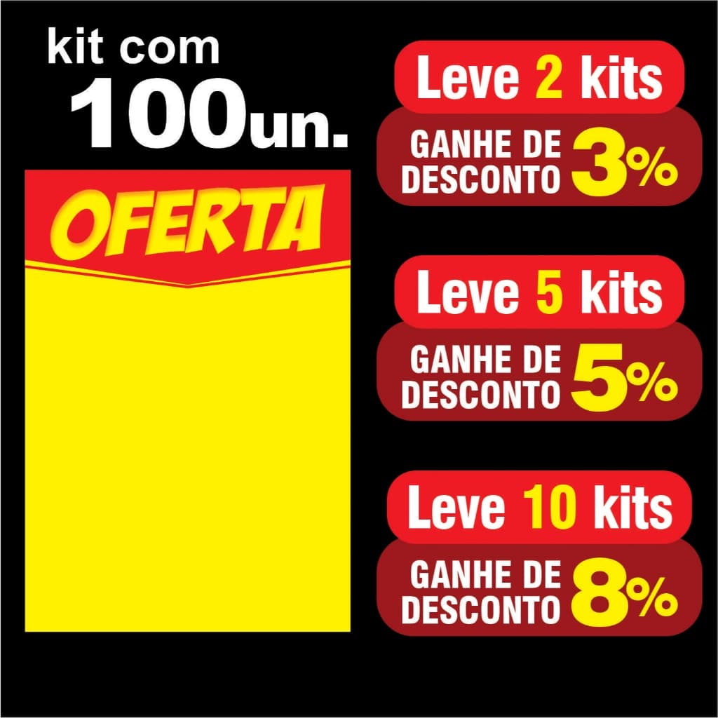 Kit 100un. Cartaz A6, A5, A4 ou A3 Oferta, Promoção, Supermercado, Açougue, Hortifruti - SULFITE