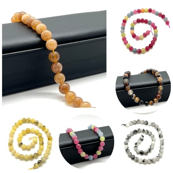 Fio de Pedras Naturais 8mm com 47 Contas – 1 Fio para Japamala, Terço, Guias, Proteção, Reiki e Artesanato em Pedrarias