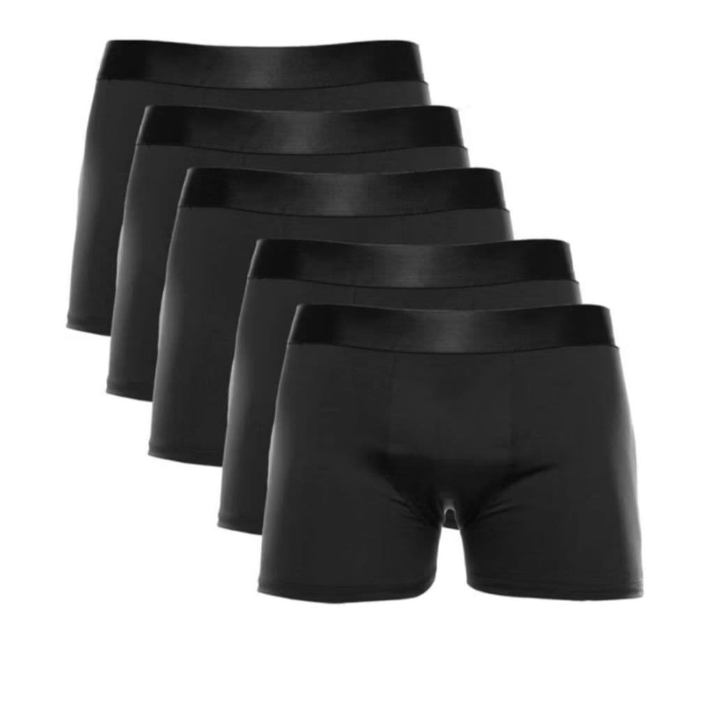 Kit 5 Cuecas Boxer Toda Preta Microfibra Original Microfibra Romantic Confortável