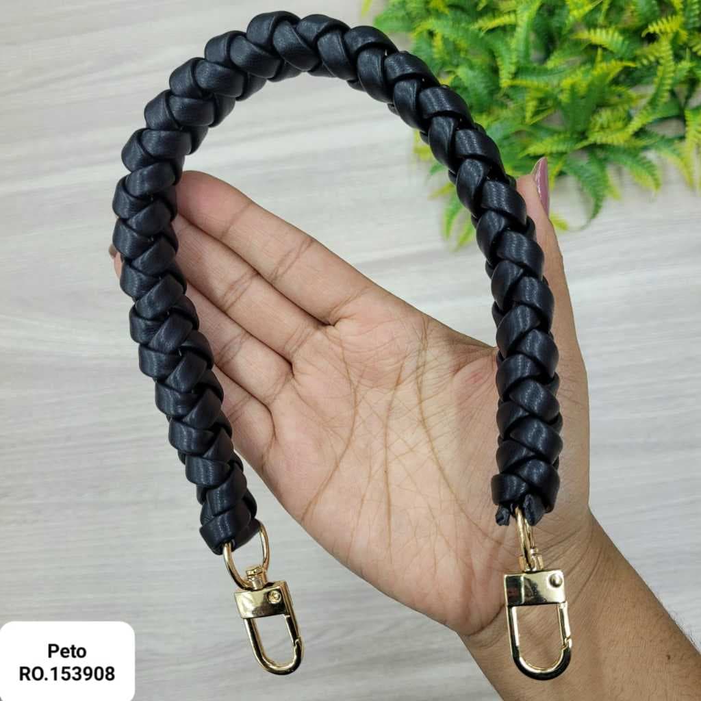 Alça Para Bolsa Com Couro e 2 Mosquetão dourados