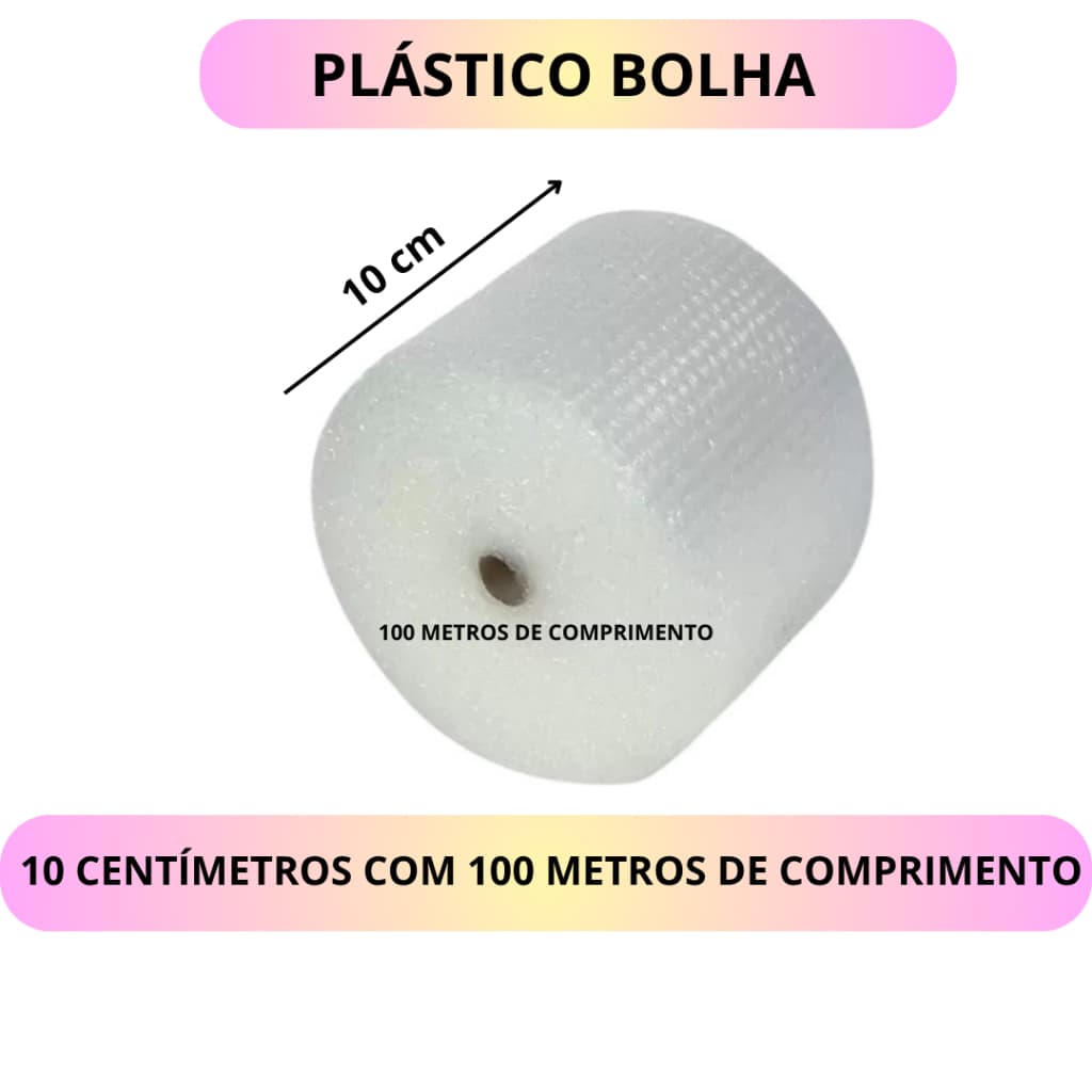 Plástico Bolha - Bobina 10 cm X 100 Metros E-commerce 27 Micras Bolha