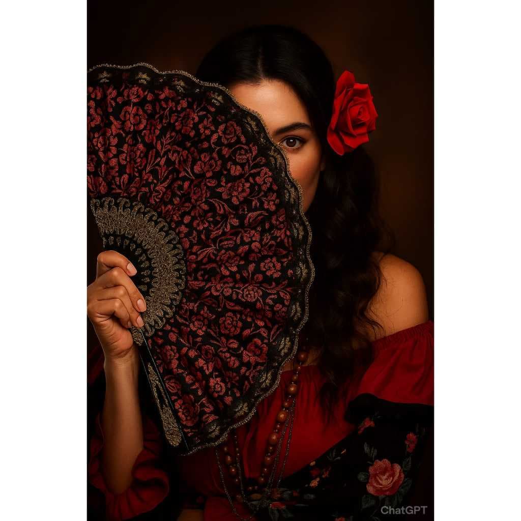 Leque Grande Cigano De Tecido Estampado Brilho Luxo