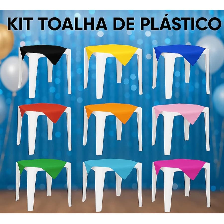 Kit 10/20/30/40 Toalhas de Mesa Plástico 70x70 cm Descartável para Festas, chá Eventos e Casamentos