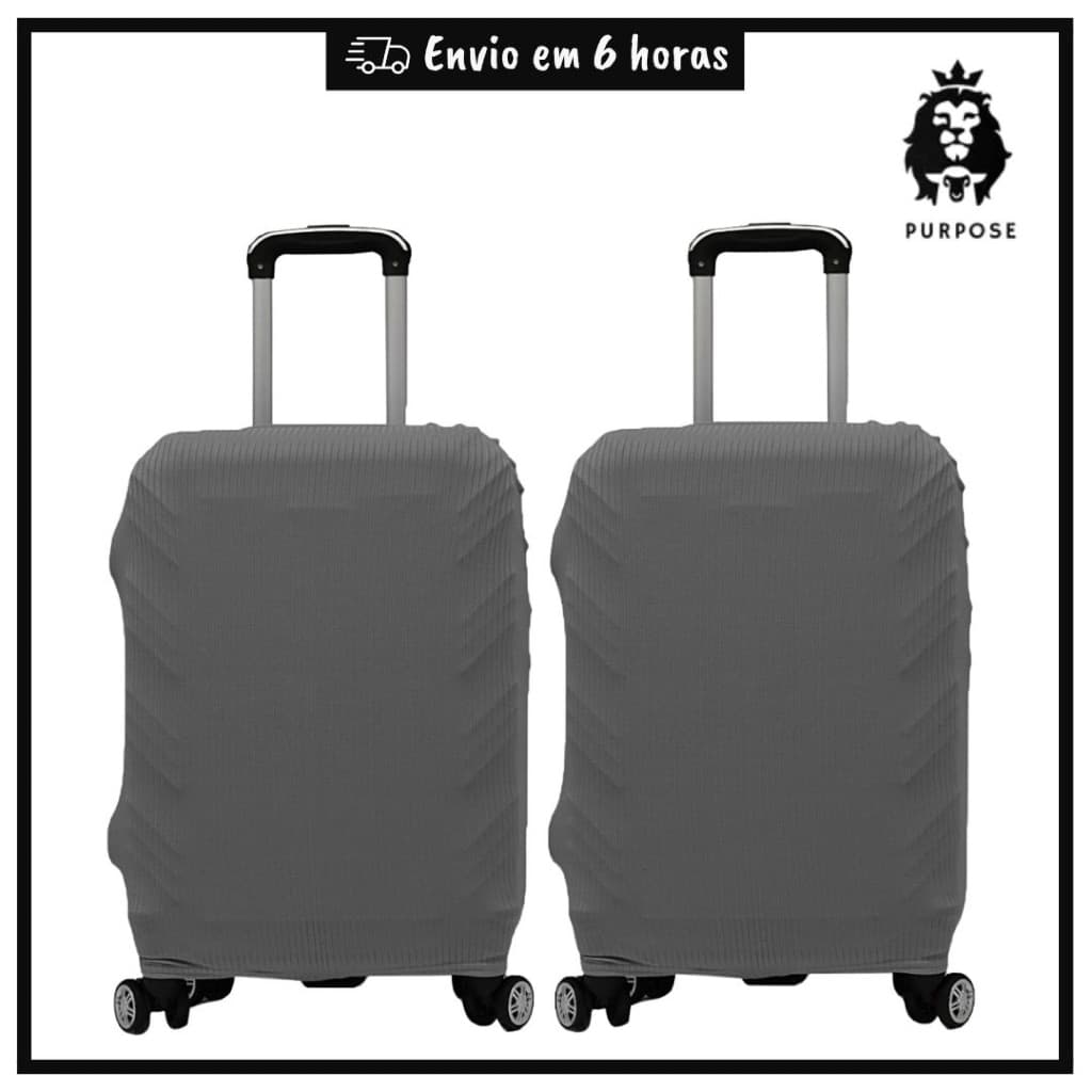 Kit 2 Capa Protetora Para Mala De Viagem Luxo Premium 10kg a 23 kg Bagagem Cinza Grafite P M G Envio Imediato