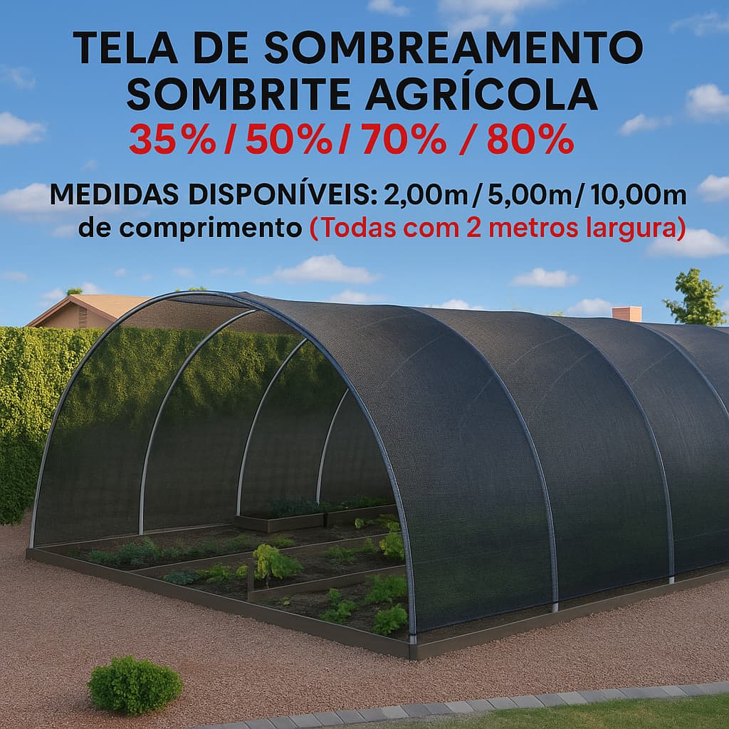 Tela de Sombreamento 35%/50%/70%/80% - 2,00/5,00 metros de comprimento (Todas com 2m de largura)