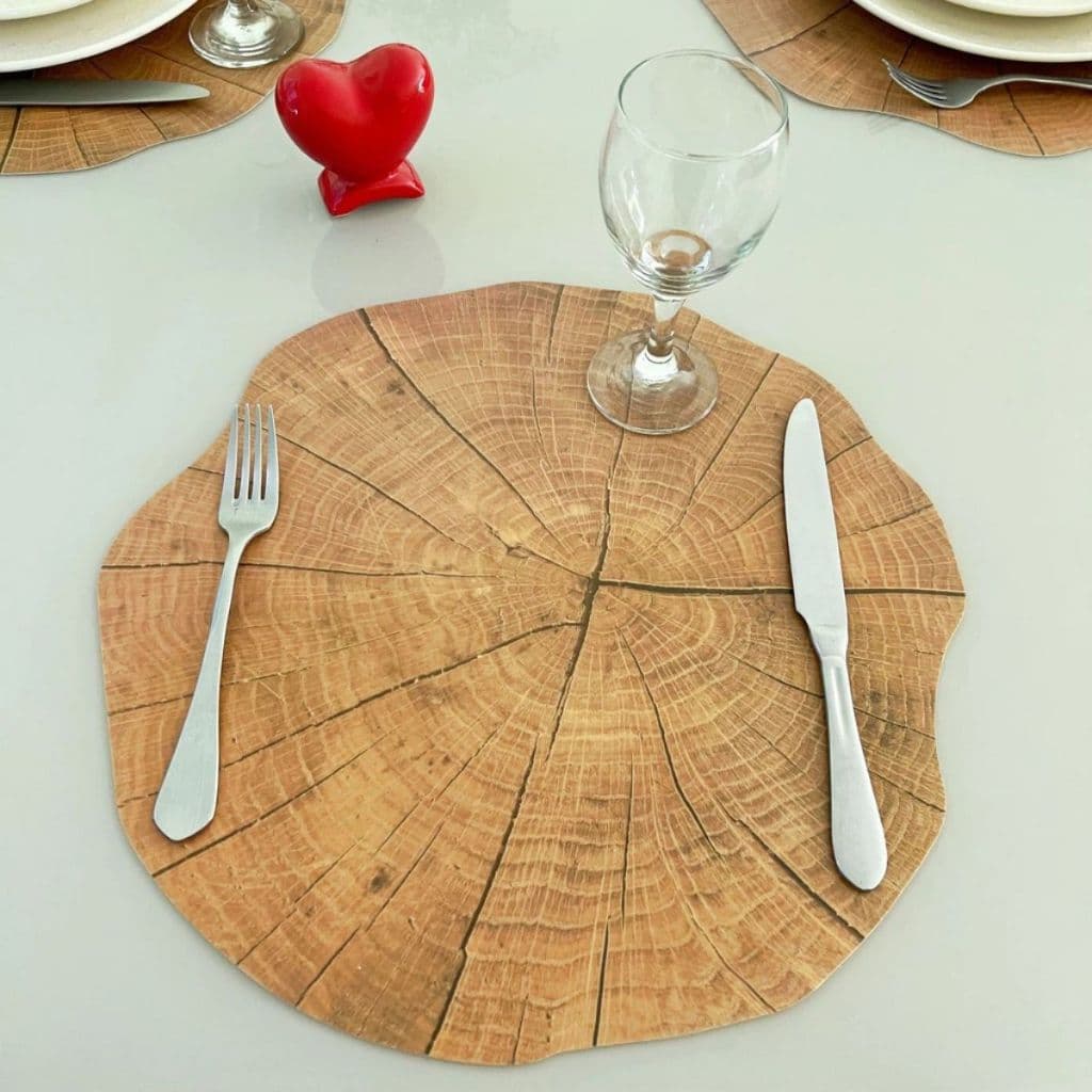 Kit Sousplat Tronco 1, 2, 4, 6 ou 8 Unidades Estampadas Plástico Lavável Jogo Americano Resistente Calor P/ Mesa Posta