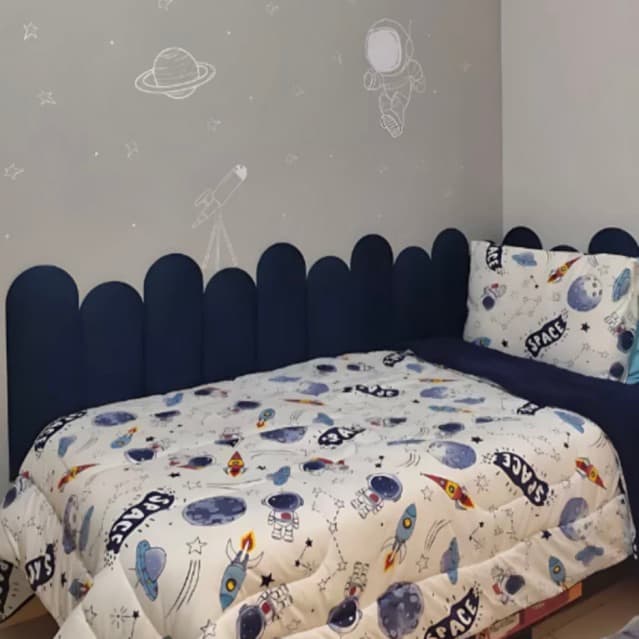 Kit Cabeceiras Modular Nuvem Luxo Em L Adesiva Estofada Para Cama De Solteiro