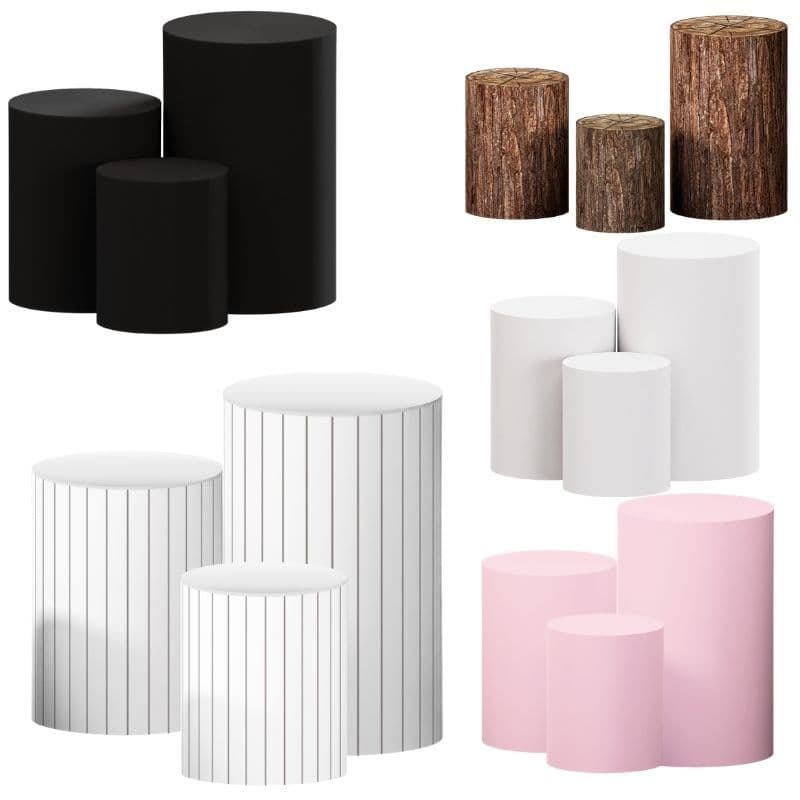 Trio De Capas Para Cilindros De Festa Ripado ou Lisa Branco P M G Com Elástico Veste Fácil Alta Qualidade