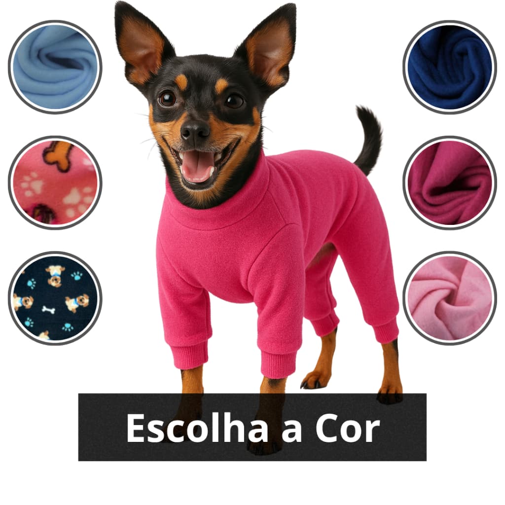 Roupinha para Pet Macacão Escolher Cor Inverno - Roupa para Macho e Fêmea - De Cachorro Pequeno a Grande Porte