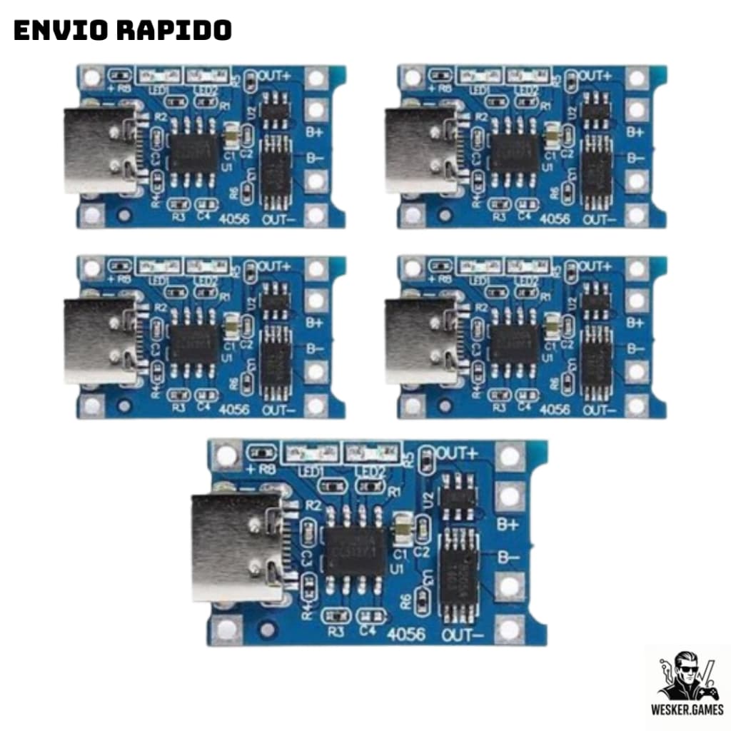 Kit Módulo Carregador de Bateria Usb C 5v 1a 18650 tp4056 Lítio Placa de Carregamento Com Proteção Funções Duplas 1a