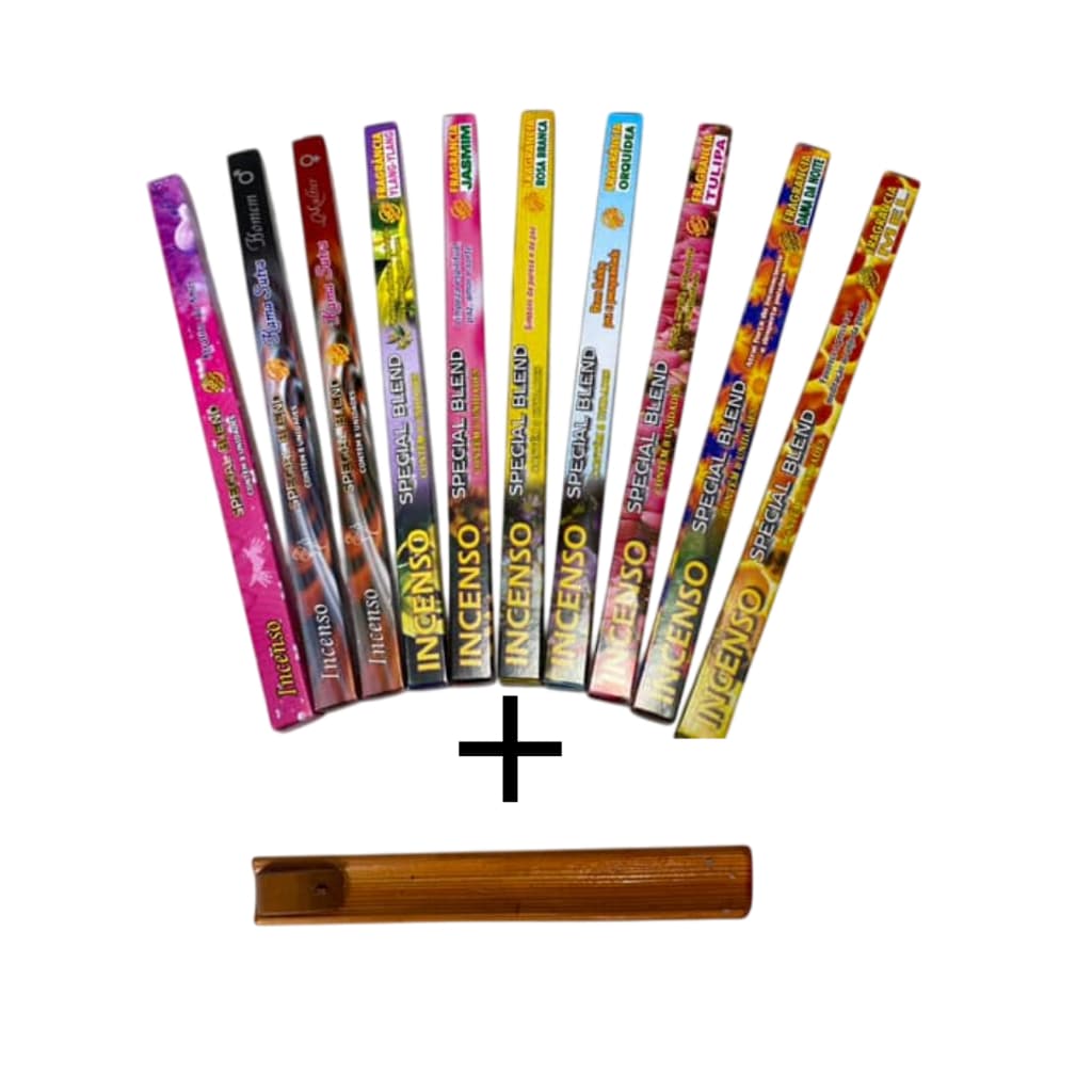 Incenso Natural Kit Sortido + Incensário