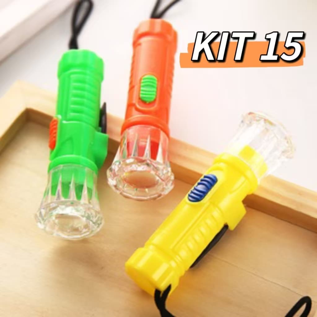 Kit 15 Mini LED Lanterna Colorida Com Corda Para Chaveiro e Lembrancinha e brindes de Festa
