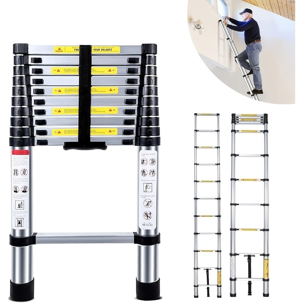 Escada Reta Alumínio Telescópica 3.5 Metros com 9 Degraus - ótima qualidade