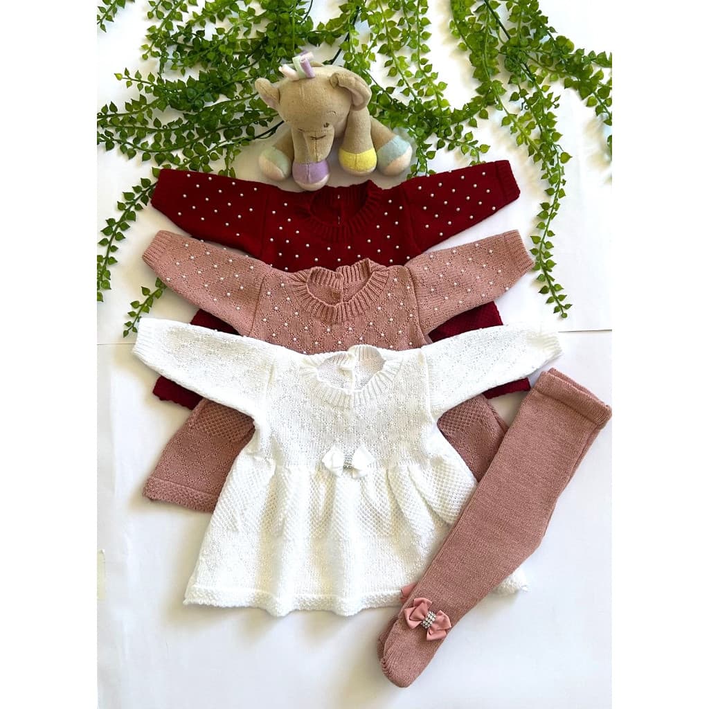 Vestido para bebê e Meia calça saída maternidade