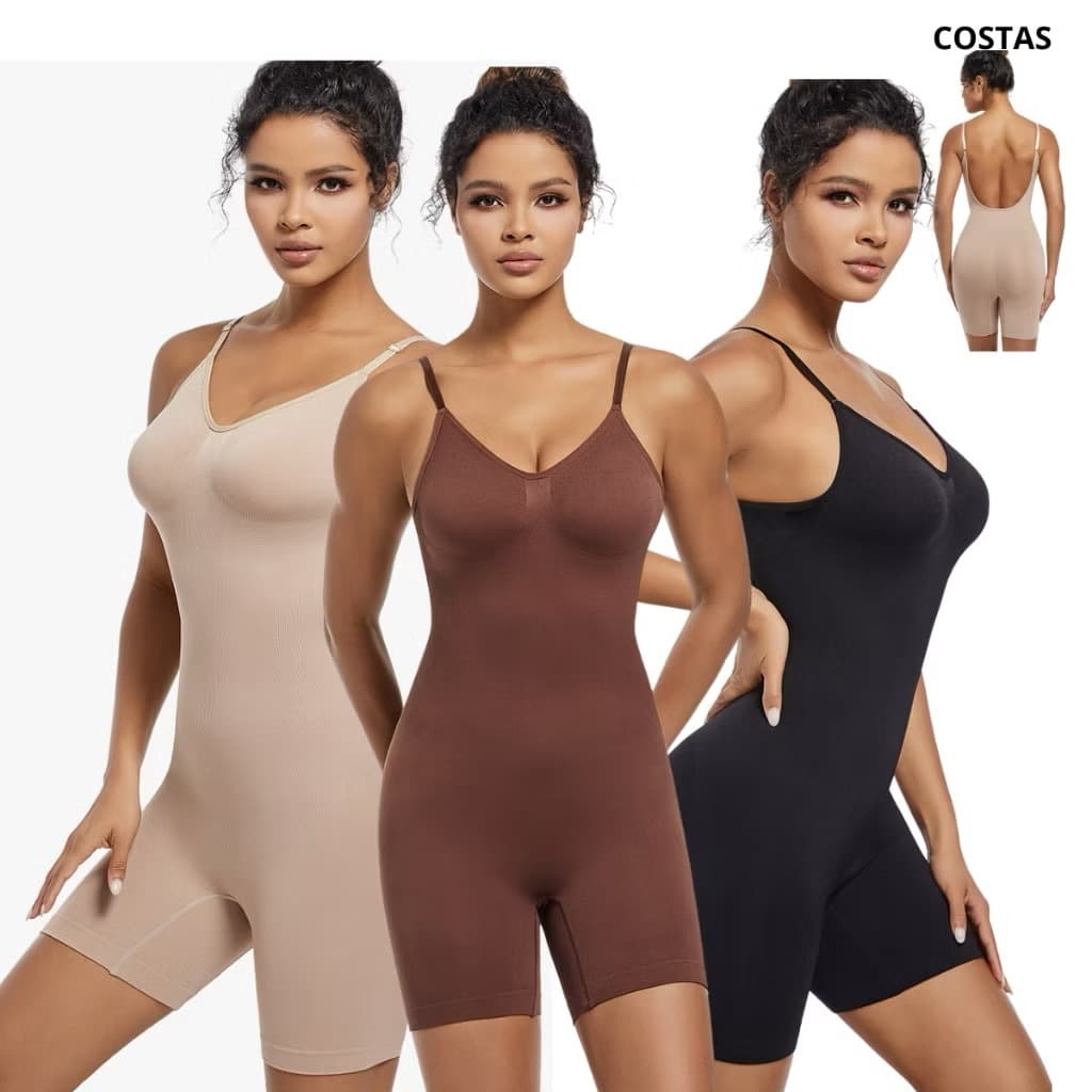 Body Macaquinho Cinta Modeladora Bermuda Bumbum Costa Nua