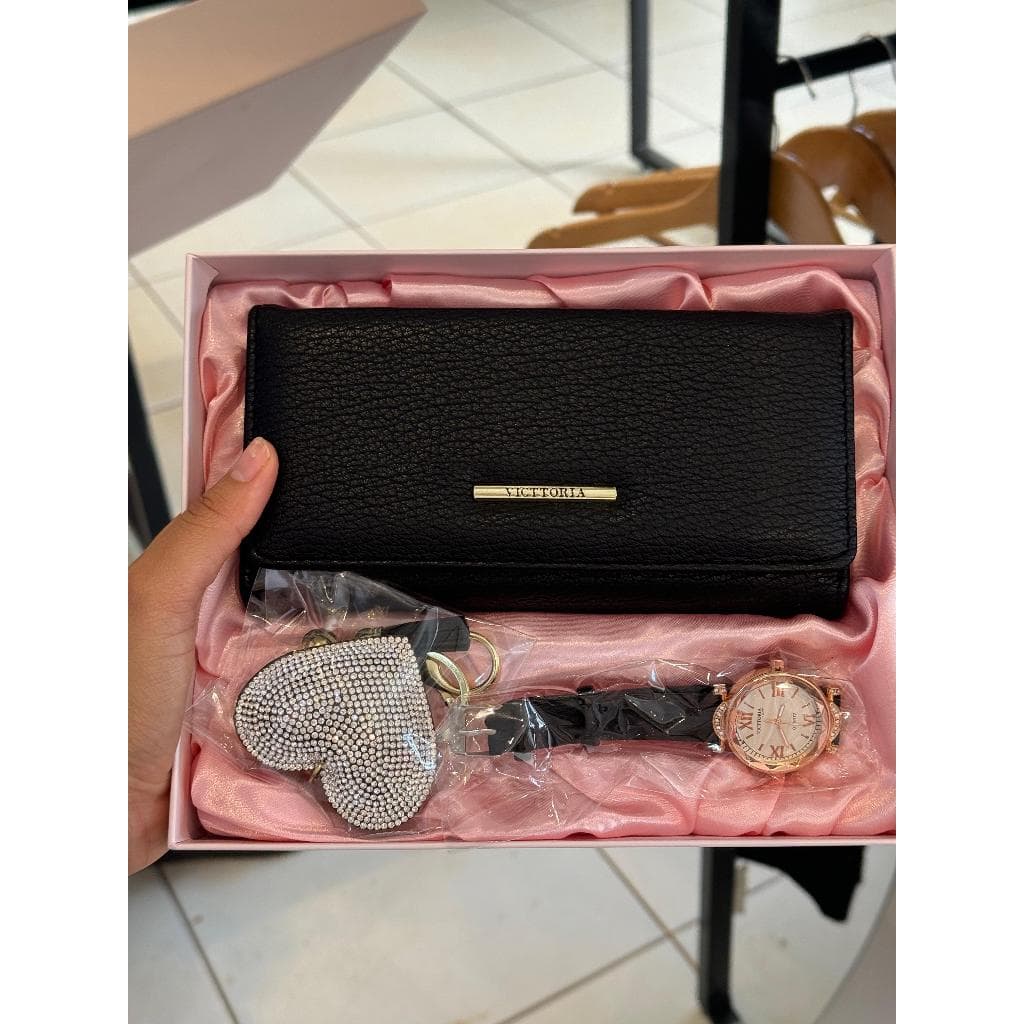 Kit Caixa Presenteável Carteira Relógio e Chaveiro