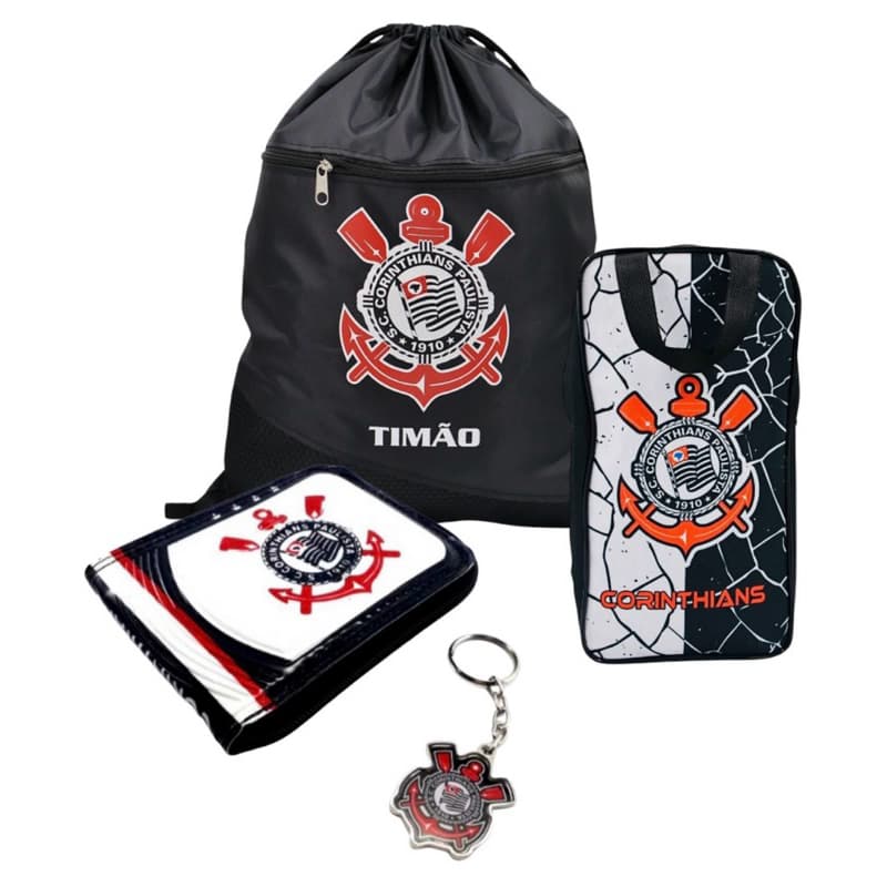 Kit Esportivo 4 Acessórios do Times de Futebol Mochila Porta chuteira Carteira e Chaveiro