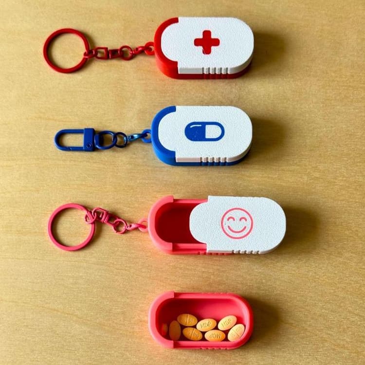 Mini Caixa de Comprimidos Deslizante 3D - CHAVEIRO - IMPRESSÃO 3D