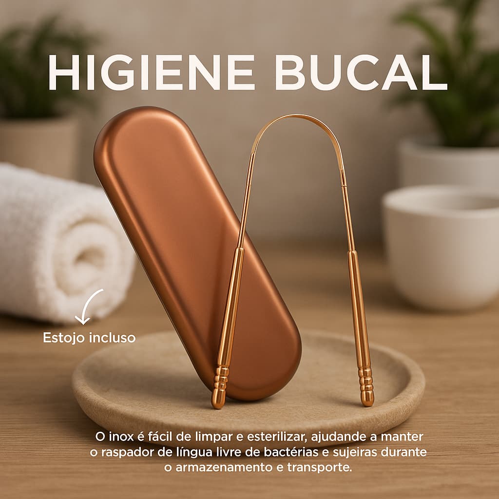 Ayurveda Raspador De Língua  Inox Antibacteriano Com Estojo