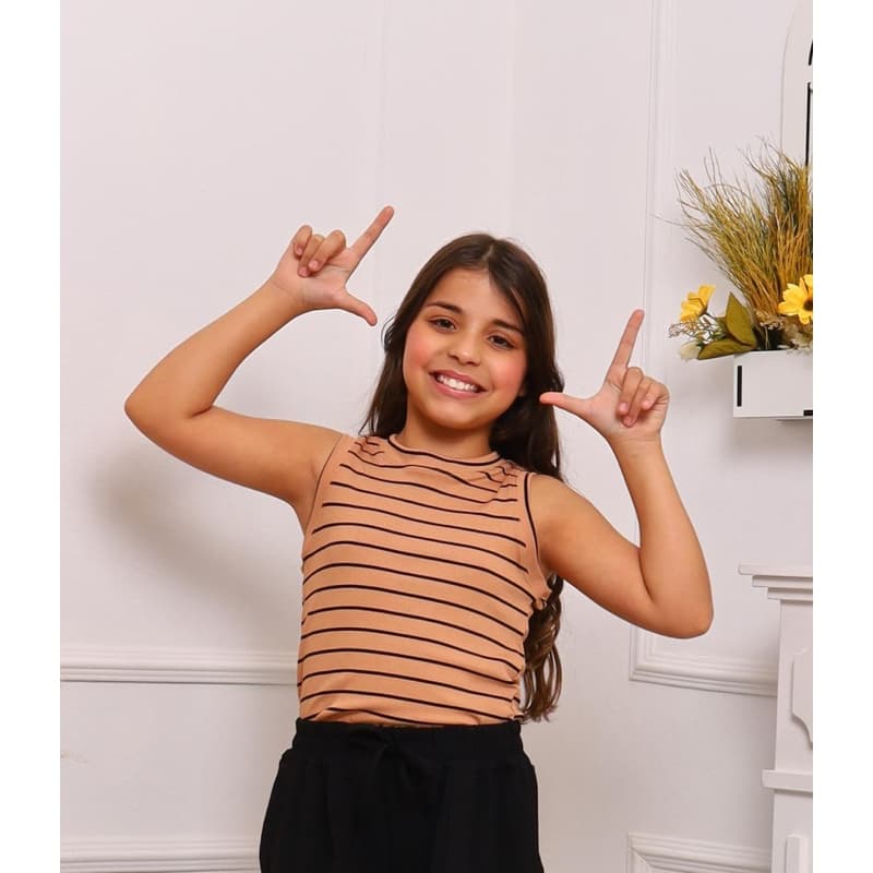 Regata listrada infantil e juvenil ribaninha T-shirt casual