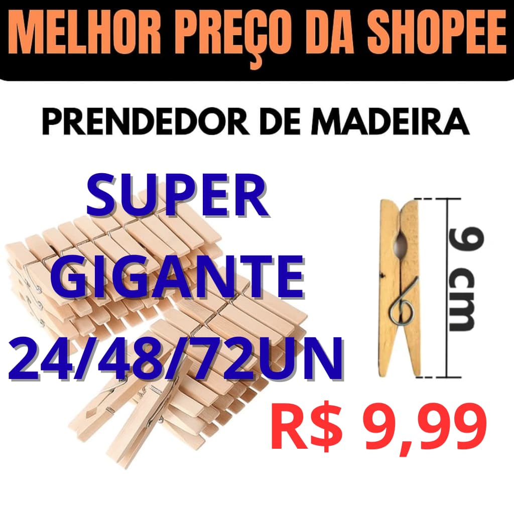 PRENDEDOR DE ROUPA MADEIRA, GRANDE, KIT 24/48/72/120 PREGADOR , VARAL, RESISTENTE, REFORÇADO.