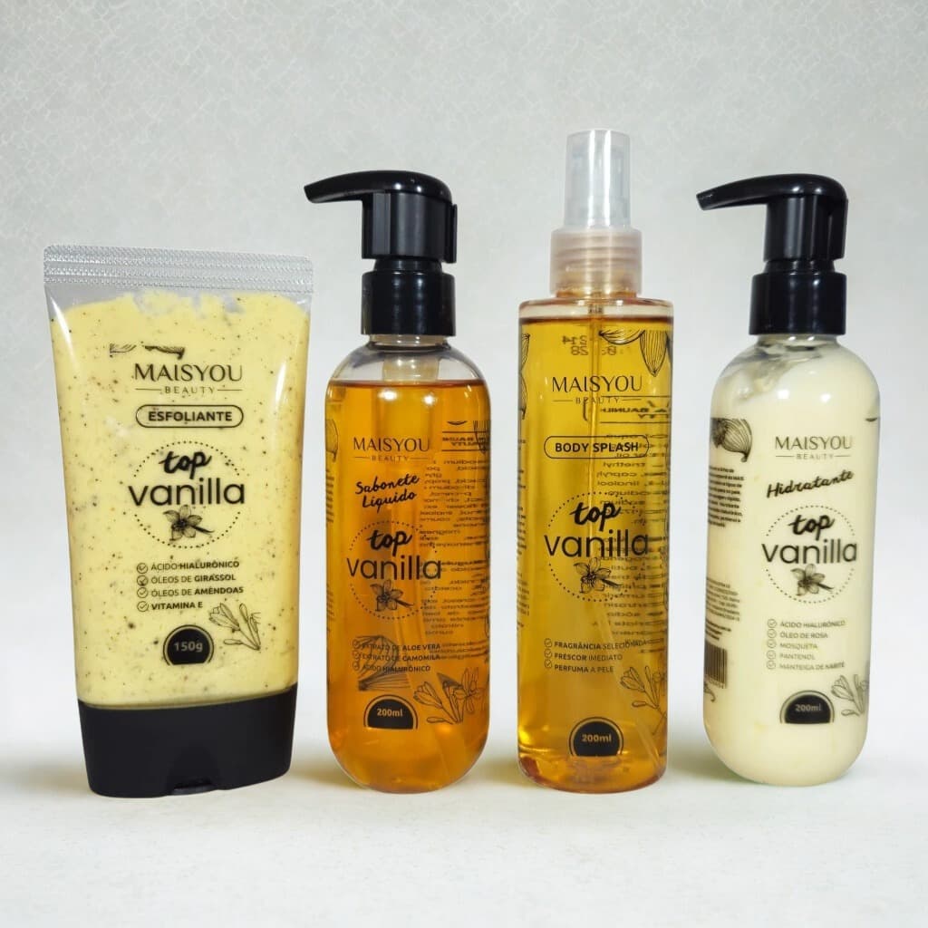 Linha de Cuidados Corporal MaisYou -Top Vanilla- Bubbayou Sabonete Hidratante Body Splash Esfoliante